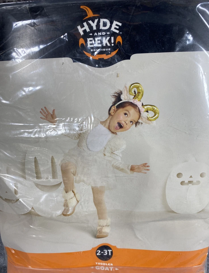 Hyde & EEK Toddler Goat Halloween Costume Dress With Headband 2t-3t Child