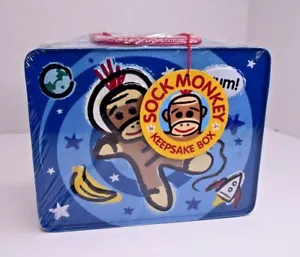 Sock Monkey Keepsake Tin Box 2010 Collectible Schylling NWT Colorful - Picture 1 of 7