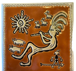 Kokopelli Native American 6” Tile Trivet Wall Decor - Picture 1 of 2