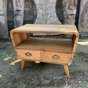 Recycled Teak Small Rounded TV Stand Table 0.8m Handmade Bali Wooden furniture - Picture 1 of 1