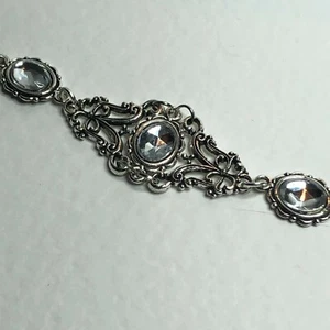 PULSERA REAL DE FILIGRANA ESTILO VICTORIANO AC TRANSPARENTE PULSERA PLATEADA EN CRISTAL - Imagen 1 de 11