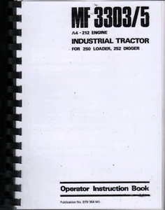 Massey Ferguson 3303/5 Industrial Tractor Operator Instruction Manual, Parts Ref - Picture 1 of 1