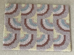 Dollhouse 3" x 4" Art DECO petite needlepoint Artist sign rug 1979 - Picture 1 of 7