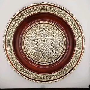 1980er Ägyptische Mosaikplatte Holz Abalone Knochen Intarsien Handarbeit hängender Haken 12" - Bild 1 von 13