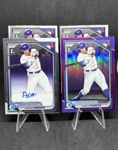 2024 Bowman Draft Aaron Parker Lot (4) 3x AUTO’s & Purple /250 - Blue Jays - Picture 1 of 3