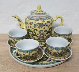 Chinesische Tee Service 4 Personen 10 Tlg Keramik Vintage Selten RAR - Bild 1 von 22