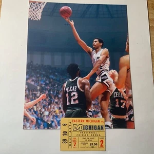 George Gervin in college 12/7/1971 Michigan vs. Eastern Michigan ticket + 8 X 10 - Picture 1 of 3