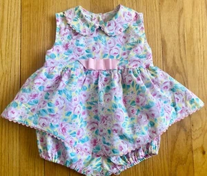Vintage 80s Baby Girl's Romper *6-9 mos* CUTIES BY JUDY Floral Skirted Bubble - Picture 1 of 5