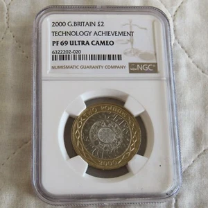 2000 UK TECHNOLOGY TWO POUND PROOF - SLABBED NGC PF69 ULTRA CAMEO - Picture 1 of 3