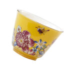 Chinesische Geschenke: Fine Bone China Teetasse mit Blumenmuster (Gelb)