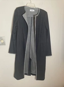 CALVIN KLEIN - WOMEN'S Gray Long Blazer Coat Jacket S Small Size 8 - Picture 1 of 6