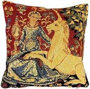 LADY & THE UNICORN 5 SENSES, THE SIGHT 14" 35CM TAPESTRY CUSHION COVER WITH ZIP - Picture 1 of 9