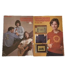 Vtg Embroidery Transfers Leisure Arts Volume 1 , 2 , 1974 1975 magazines booklet - Picture 1 of 7