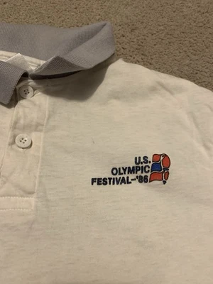 Vintage 1986 U.S. Olympic Festival Polo Shirt Houston Texas Adidas Size Medium - Image 1 of 4