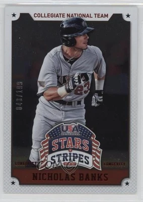 2015 Panini Stars and Stripes Longevity Parallel Ruby /199 Nick Banks Nicholas - Image 1 of 2