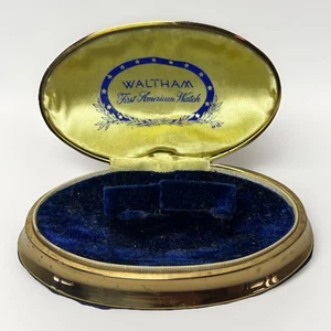 Waltham First American Uhr blauer Samt und Goldrand Gehäuse - leer - Bild 1 von 6