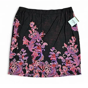 Bob Mackie Wearable Art Jersey Strick Blumen Paisley Print Midi Rock Gr. 2X Neu - Bild 1 von 8