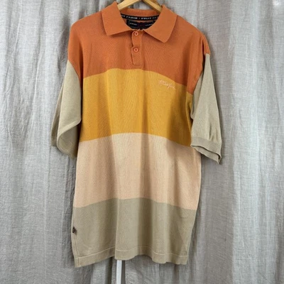 Camisa Polo De Colección Phat Farm Para Hombres XL Bloques de Color Tejido a Rayas Bordada Años 00 Foto 1 de 4