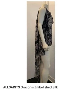 New All Saints Draconis Silk Whimsy Goth, Floral Asymmetrical Fairy mesh overlay - Picture 1 of 6