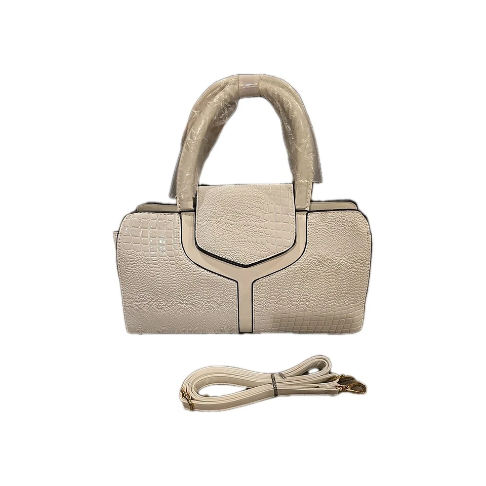 Bolsos de mano blancos para mujer Cartera clásica patrón de cocodrilo imitación cuero, correa Foto 1 de 4
