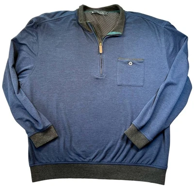 Pullover de golf Pebble Beach Performance para hombre L 1/4 cremallera azul con contraste gris Foto 1 de 4