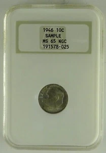 1946 10C  Rare Date SAMPLE Slab MS65 NGC Old Fatty Holder - Picture 1 of 4