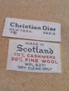 Christian Dior Scarf 70 % Cashmere 30% Wool Brown Vintage Made Scotland WPL 6271 - Picture 1 of 5