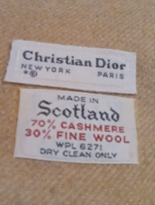 Шарф Christian Dior 70% кашемир 30% шерсть коричневый винтажный сделано в Шотландии WPL 6271 - Изображение 1 из 4