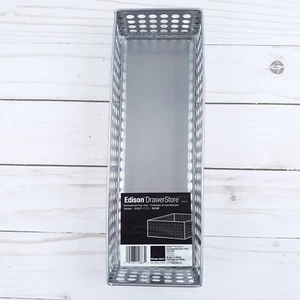 Edison Drawer Store Metal Organizer 3x9 in Silver - Picture 1 of 4