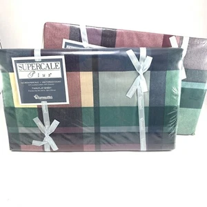 Vintage Wamsutta Tyler Plaid Hunter Twin flache Spannbettlaken Supercale Plus versiegelt - Bild 1 von 7