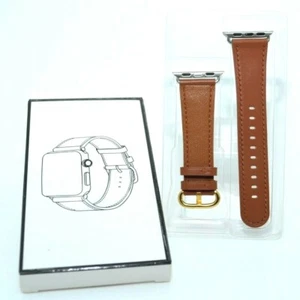 Genuine Leather replacement band for Apple Watch 38 40 mm Gold Clasp - Picture 1 of 2