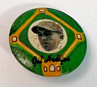 1956 PM15 GIL HODGES Yellow Basepath Pinback Button 7/8" - Image 1 of 3
