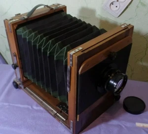 g FKD 13x18cm Vintage Wooden Folding Camera & Industar-51 f4.5/210mm lens 2215 - Picture 1 of 9