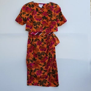 Vintage 1990s David Warren Sheath Dress w/Matching Jacket Orange Rust Size 4 - Picture 1 of 10
