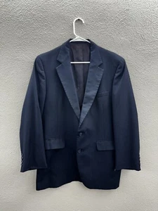 Stafford Mens Blazer Size 41R Blue Pinstripe Two Button Up Sports Coat - Picture 1 of 13