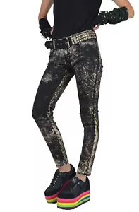 KILL CITY LIP SERVICE GOTHIC PUNK ROCKER STRETCH BLEACH SKINNY JEANS PANTS - Picture 1 of 3