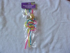 BUNNY AND CHICK FUN STRAWS - SET 3 - UNUSED - Picture 1 of 5