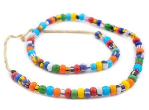 Rainbow Medley Czech Glass Beads 8mm Ghana African Multicolor Mixed Large Hole - Picture 1 of 4