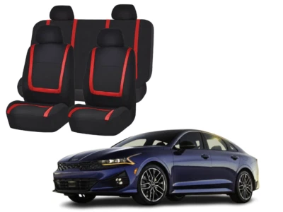 Juego completo de funda de asiento de coche KIA RIO AJUSTE PERSONALIZADO 5 asientos 9 piezas delantera trasera roja Foto 1 de 4