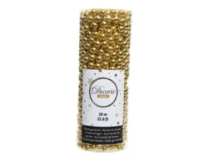 10m Perlenkette 8mm Perlenband Perlengirlande Weihnachtsbaumdeko Hochzeit gold - Bild 1 von 1