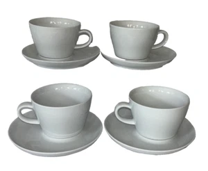 4 CRATE & BARREL WHITE KAHLA COFFEE CUPS / MUGS & SAUCERS MADE IN GERMANY - Picture 1 of 17
