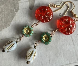 Czech glass Flower Earrings - Picture 1 of 9