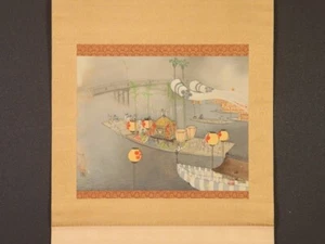 hp819 Hanging Scroll "Tenjin Festival" by Kawashima Baikan - Picture 1 of 11
