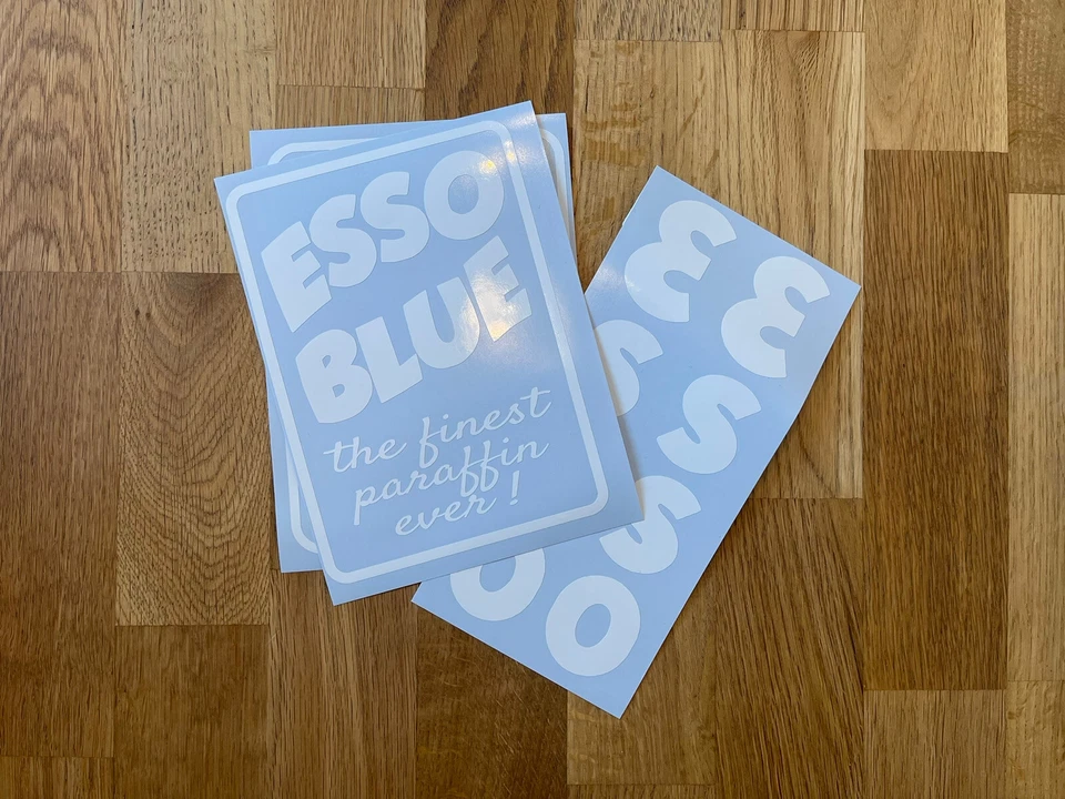 esso blue sticker decal for 2 gallon petrol oil fuel can petroliana - Image 1 of 1