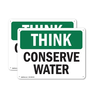 (2 Pack) Conserve Water OSHA Think Sign Decal Metal Plastic - Picture 1 of 21