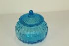 Decorative Art Glass Bowl Blue Glass Honey Pot with Lid