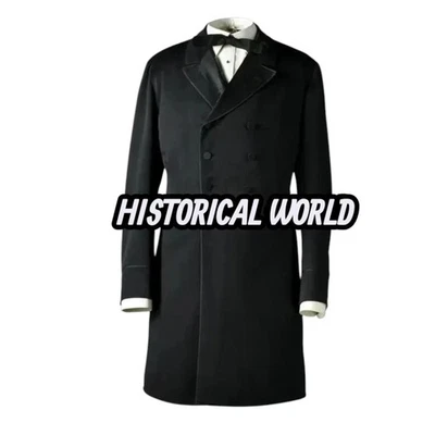 New Military Frock Coat, 1880 Royal Navy  British Army Jacket, Men Black Cotton  - Image 1 of 4