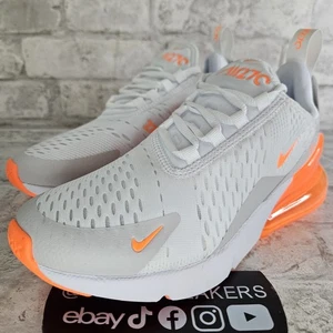 Nike Air Max 270 bianche arancione totale vasto grigio AH6789 126 donna taglia 6 - Foto 1 di 8