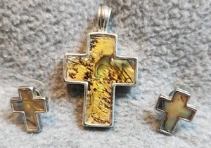 Resin Kreuz Anhänger und Ohrringe Edelstahl Mehrfarbig - Bild 1 von 4