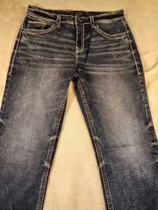 Jeans negros con hebilla Bootcut para hombre 36x32 ajuste regular 9 azul oscuro premium elástico 7 - Imagen 1 de 21